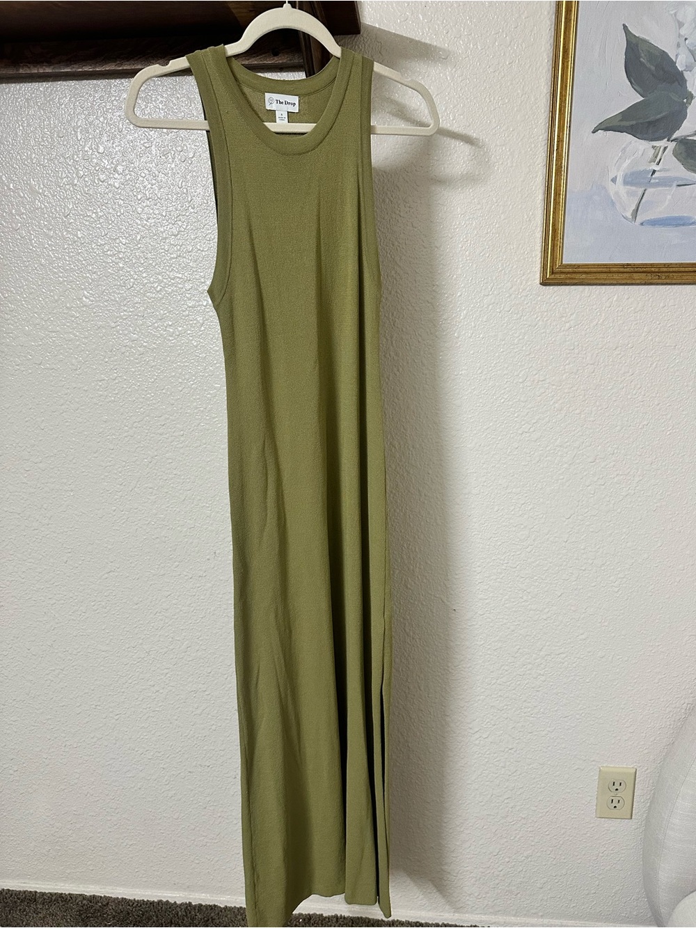 The Drop Olive Green Sleeveless Midi Dress